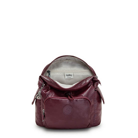 Kipling City Pack Mini Metallic Backpacks Burgundy Lacquer | AU 1492FD